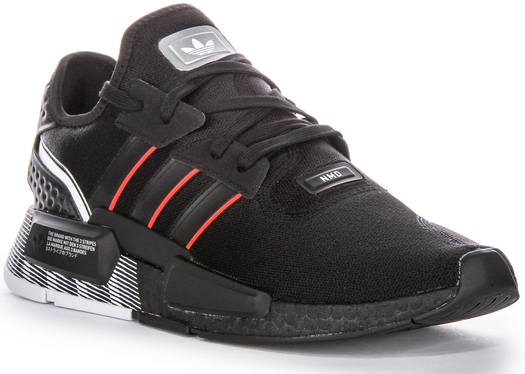 Adidas trainers black with red stripes online