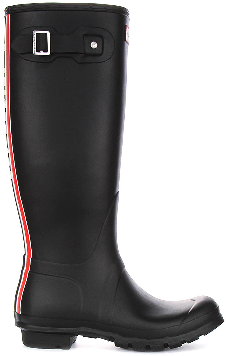 Hunter Original Tall Back Logo In Black Red For Women