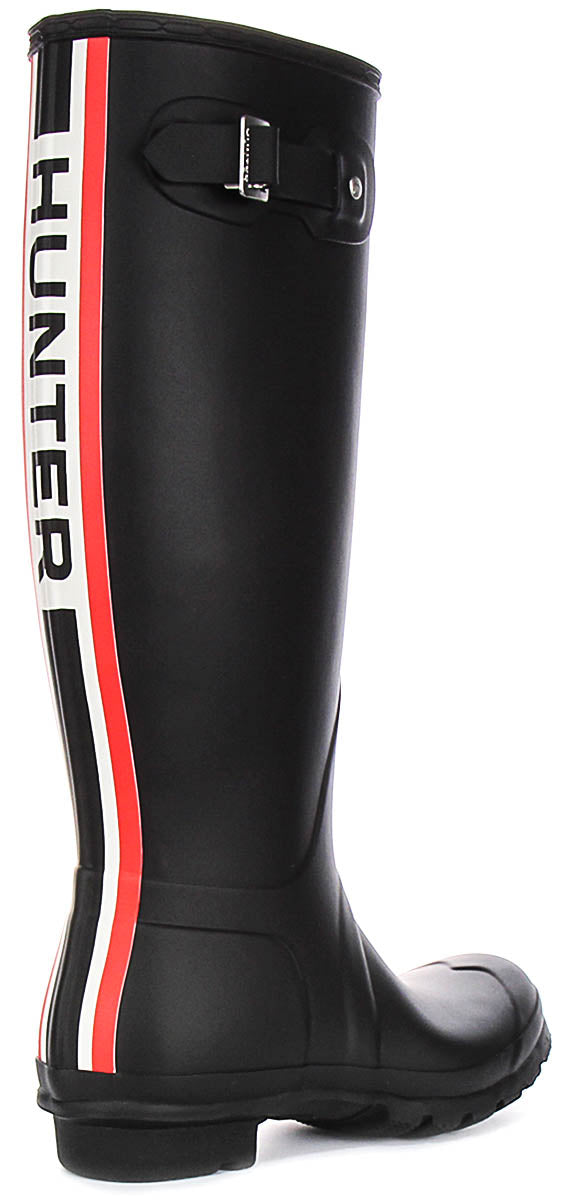 Hunter Original Tall Back Logo In Black Red For Women