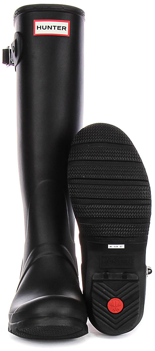 Hunter Original Tall In Black Red For Women | Logo on Back