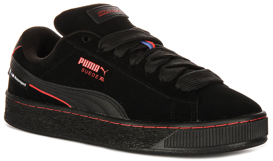Puma Bmw Mms Suede XL In Black Red Skate Lace up Trainers