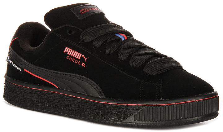 Puma Bmw Mms Suede XL In Black Red Skate Lace up Trainers