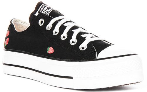Converse All Star Lift A14935C In Black Red Strawberry Print