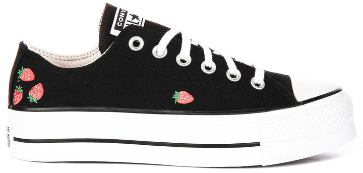 Converse All Star Lift A14935C In Black Red Strawberry Print