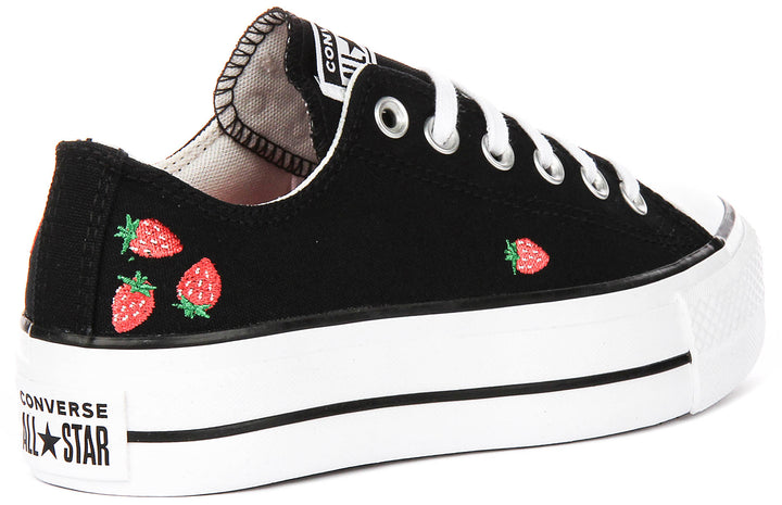 Converse All Star Lift A14935C In Black Red Strawberry Print