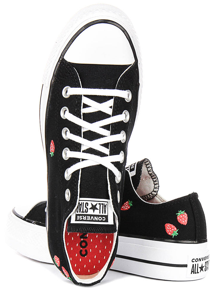 Converse All Star Lift A14935C In Black Red Strawberry Print