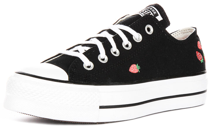 Converse All Star Lift A14935C In Black Red Strawberry Print