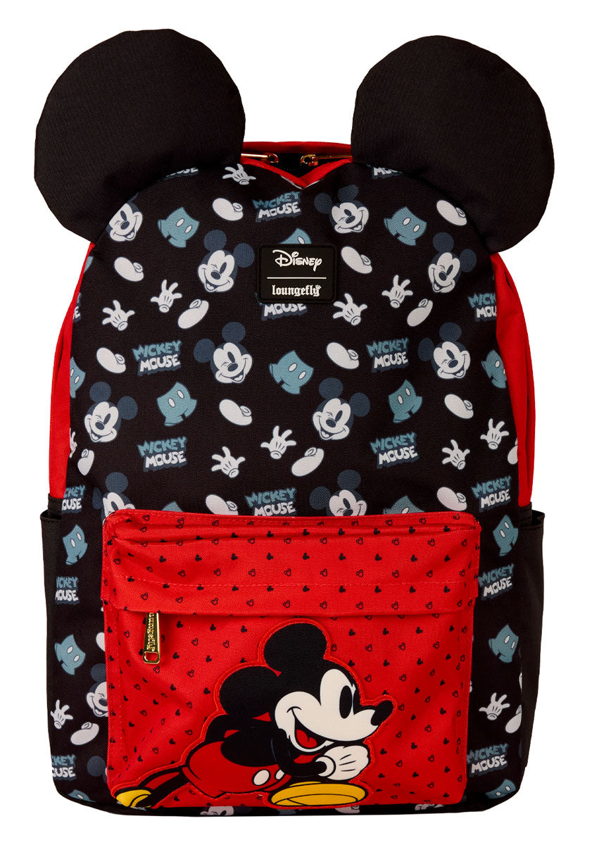 Loungefly Mickey & Mouse Nylon Backpack In Black Red