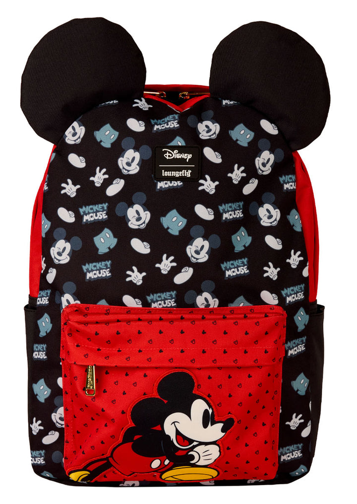 Loungefly Mickey & Mouse Nylon Backpack In Black Red