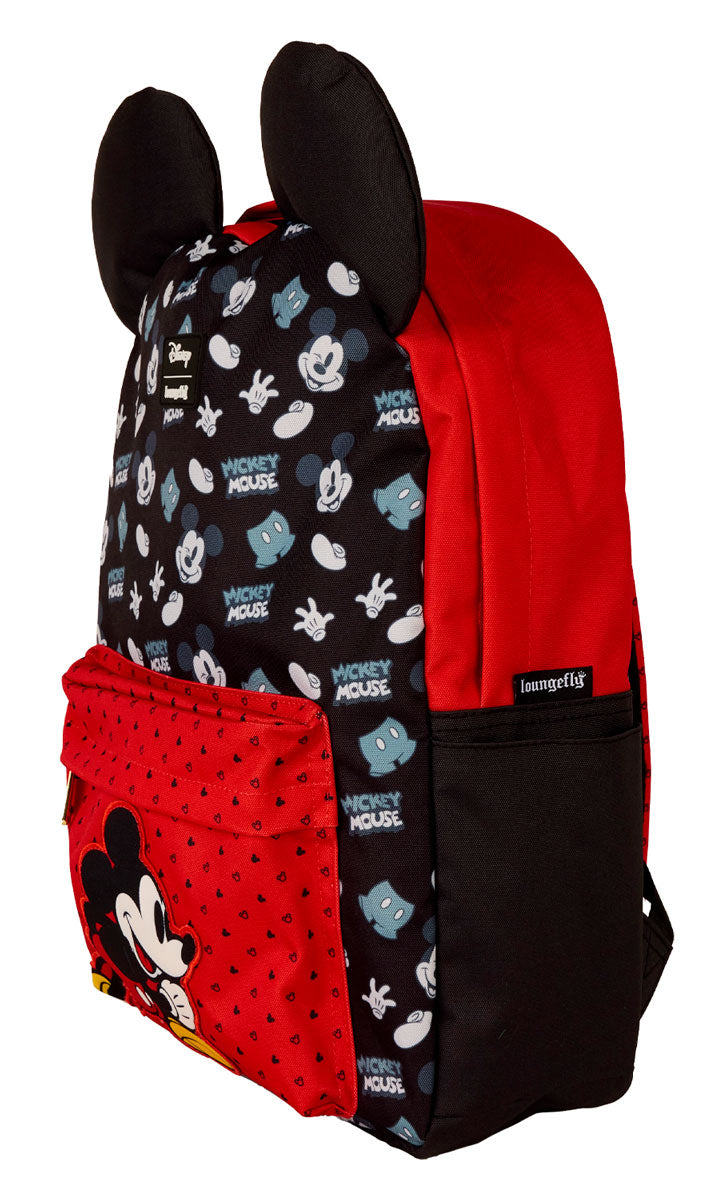 Loungefly Mickey & Mouse Nylon Backpack In Black Red