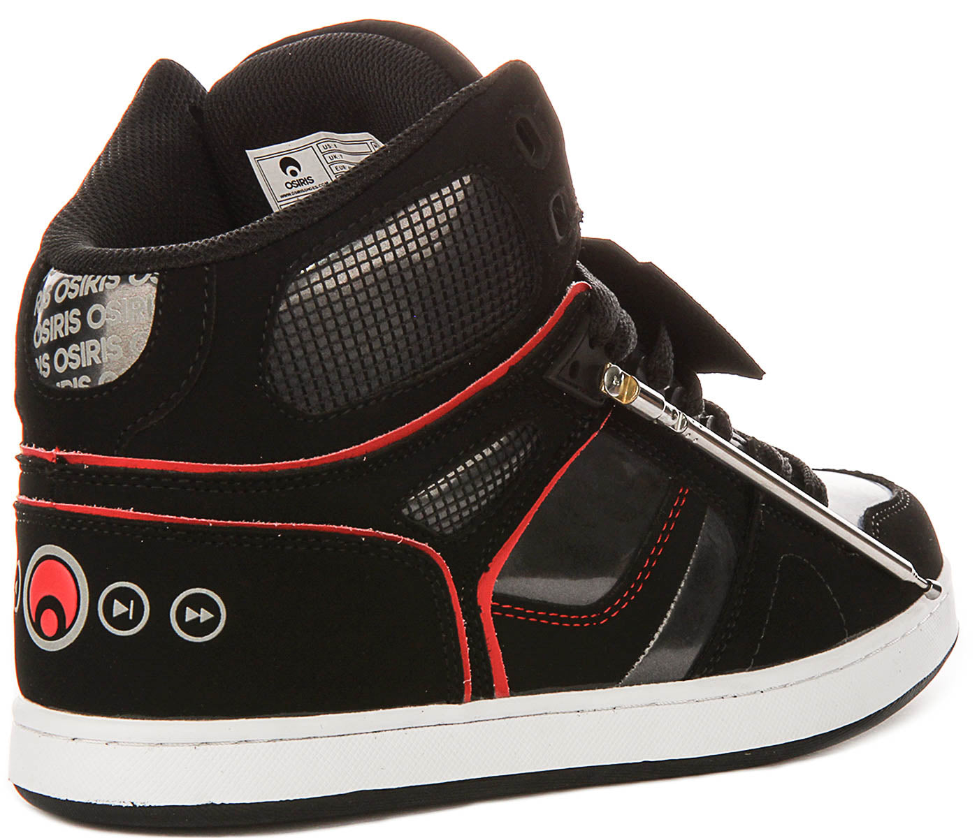 Osiris Nyc 83 Clk In Black Red For Men | Lace Up Skate Hi Top
