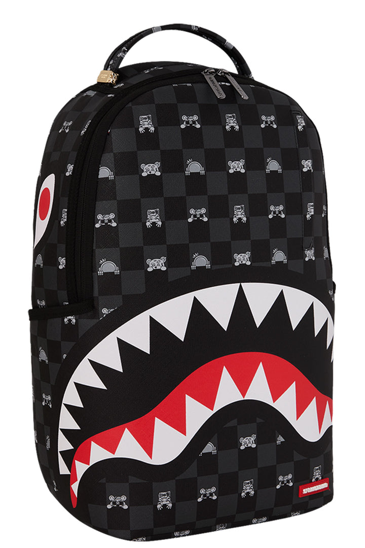 Sprayground Shark Mob Hideout Backpack In Black Red