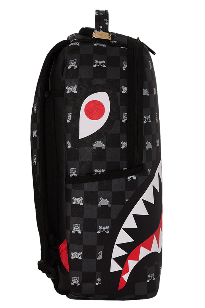 Sprayground Shark Mob Hideout Backpack In Black Red