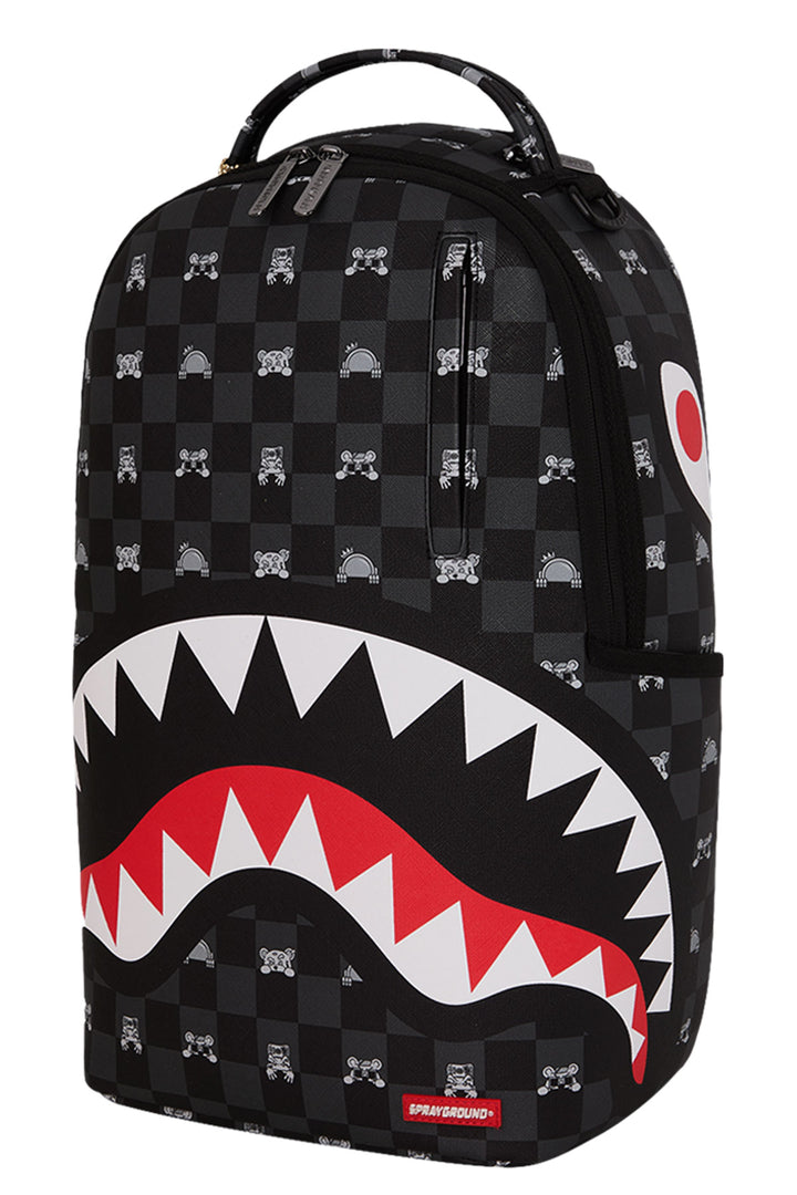 Sprayground Shark Mob Hideout Backpack In Black Red