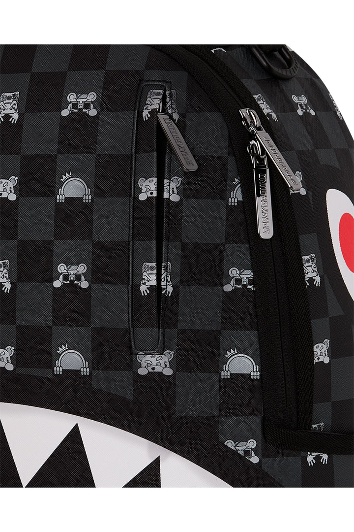 Sprayground Shark Mob Hideout Backpack In Black Red