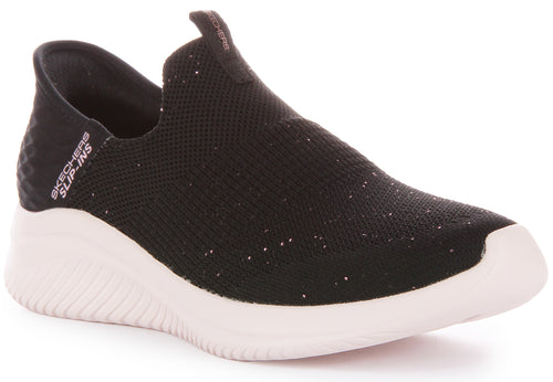 Skechers SlipIns: Ultra Flex 3.0 Shiny Night Zapatillas de malla para mujer en negro rose