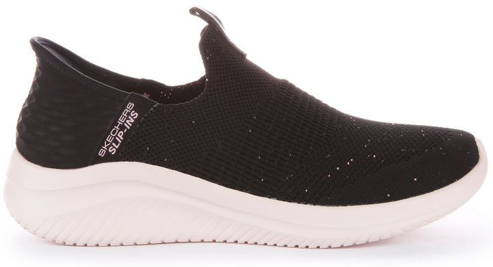 Skechers Slip Ins: Ultra Flex 3.0Shiny Night Baskets en maille pour femmes en noir rose