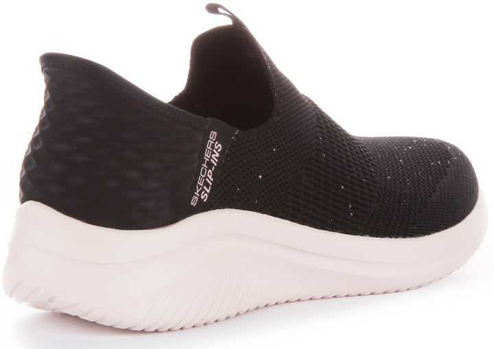 Skechers Slip Ins: Ultra Flex 3.0Shiny Night Baskets en maille pour femmes en noir rose