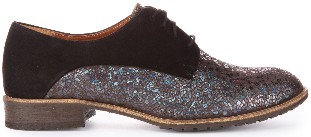 Justinreess England Adela In Black | Two Tone Suede Lace Up Oxfords ...