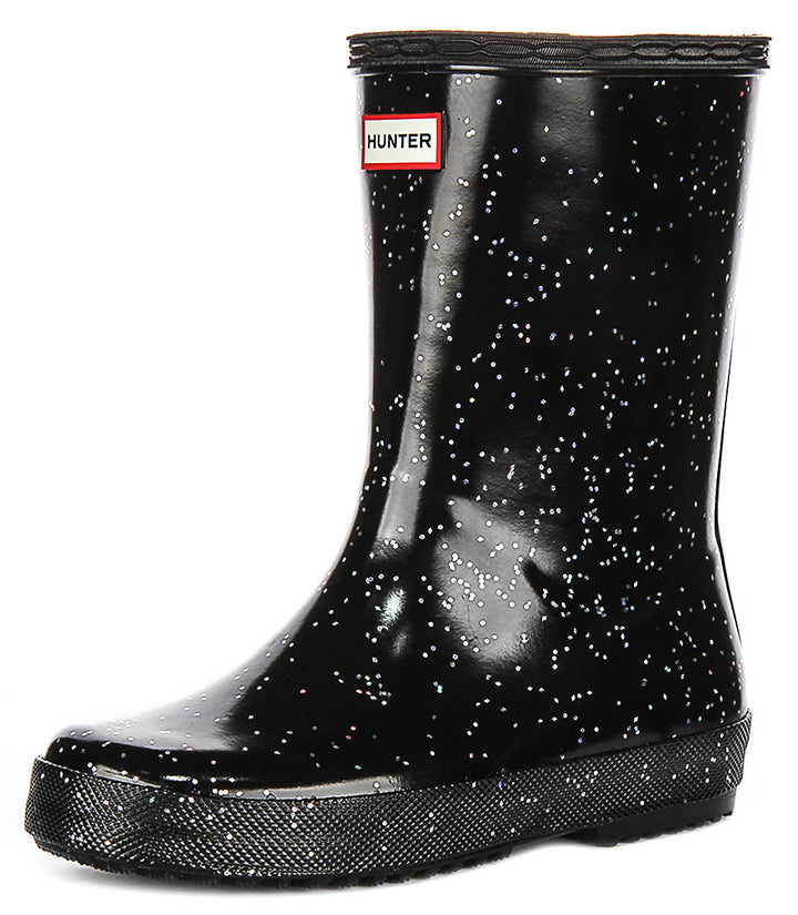 Hunter Kids First Glitter In Black Shiny For Infants