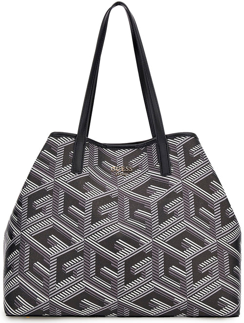 Guess Vikky Shopper Handbag In Black Grey For Women