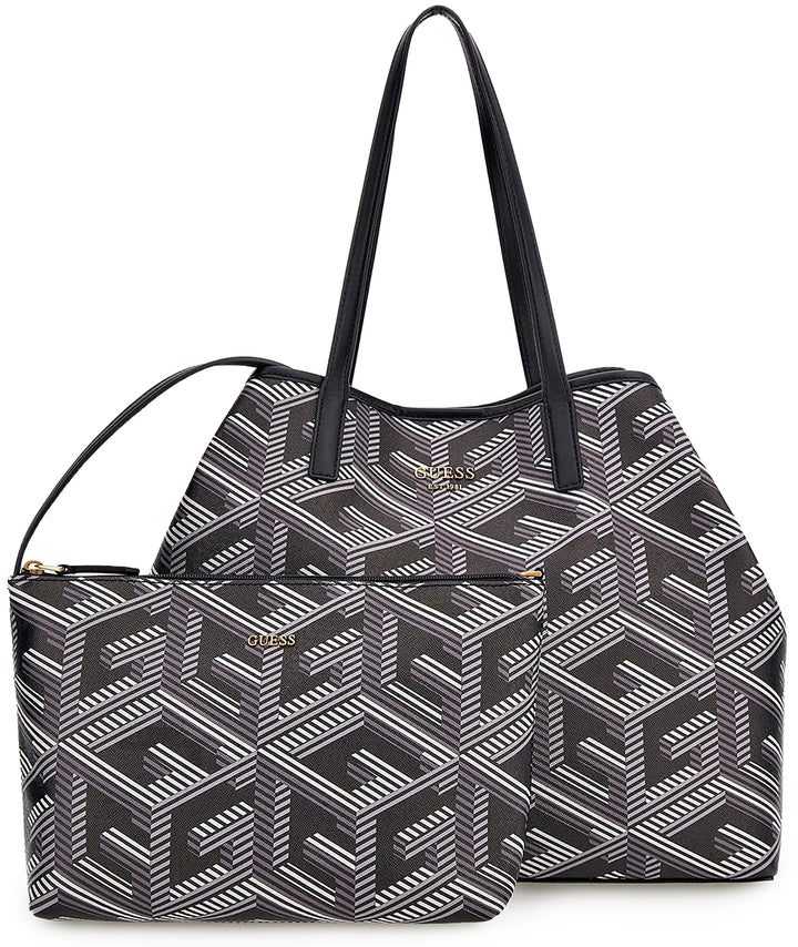 Guess Vikky Shopper Handbag In Black Grey For Women