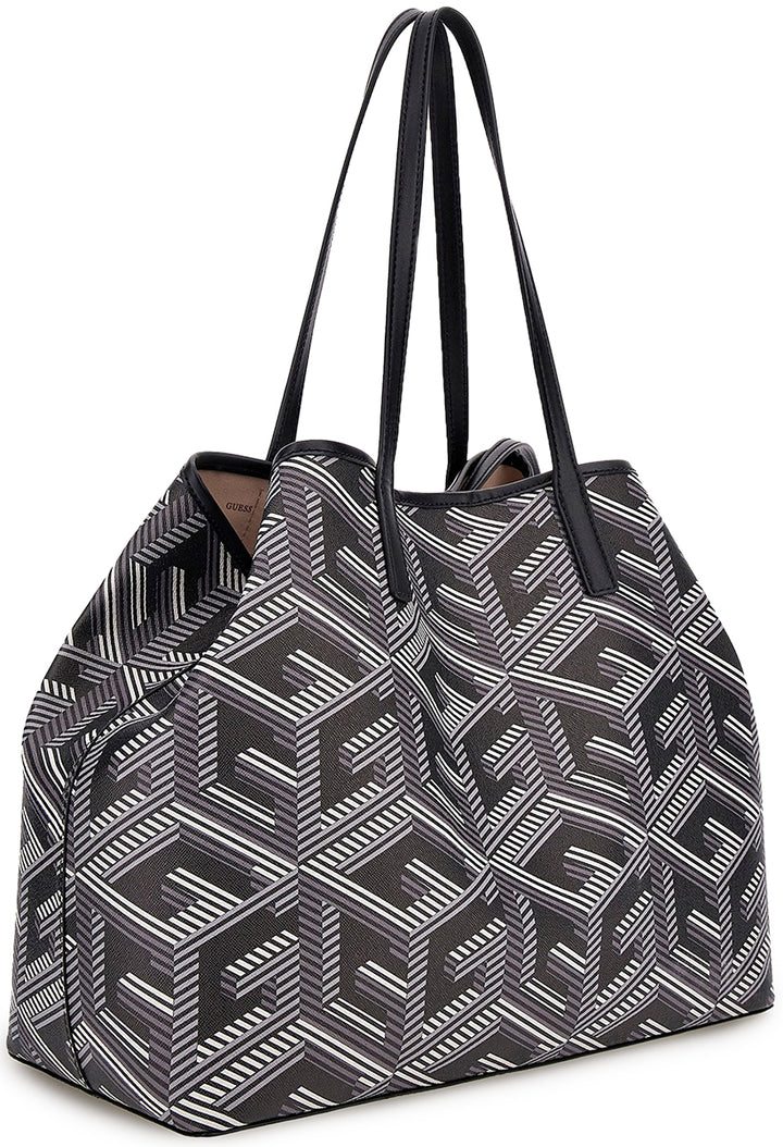 Guess Vikky Shopper Handbag In Black Grey For Women