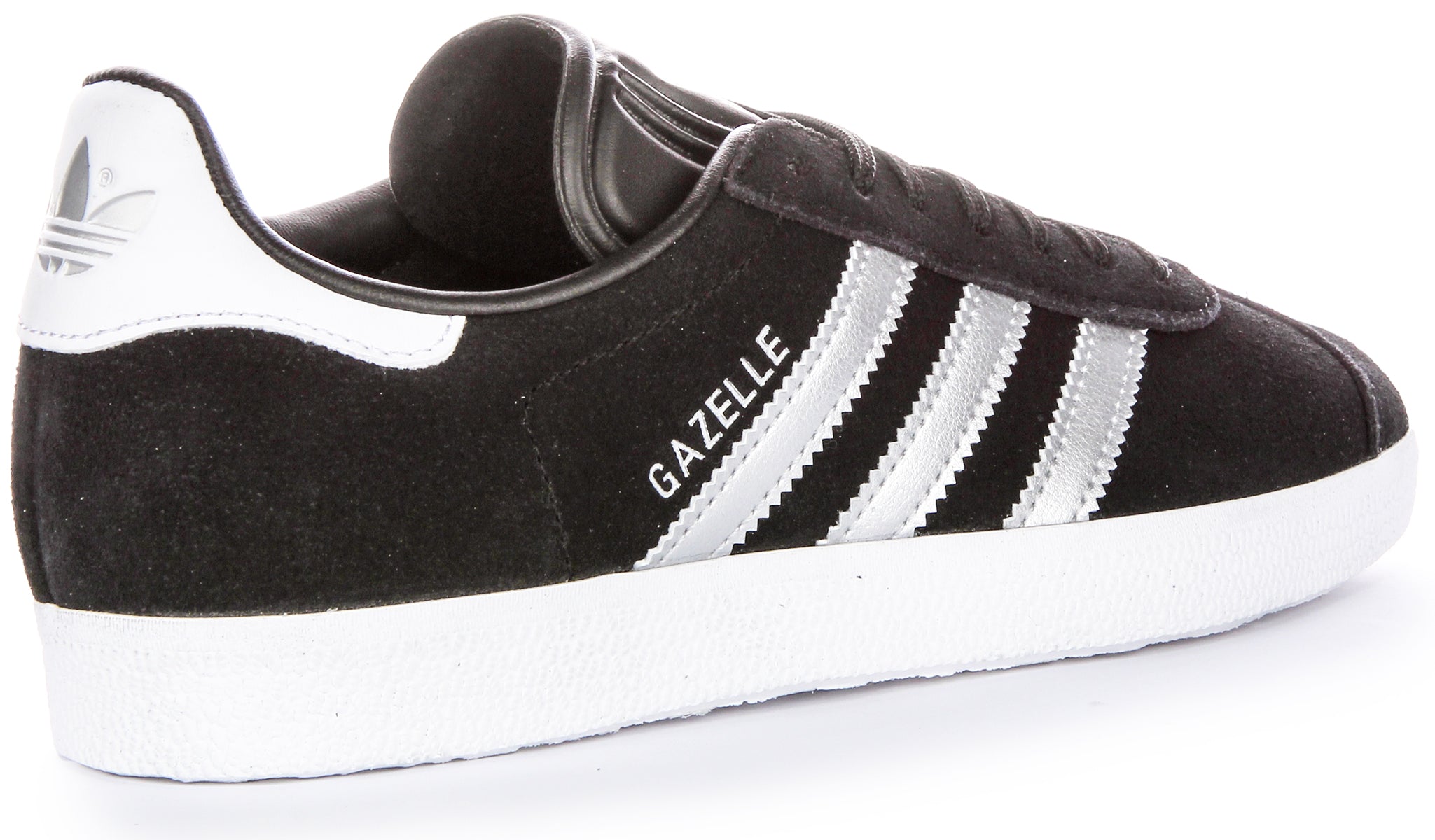 Adidas Gazelle In Black Silver For Women Lace Up Trainers 4feetshoes