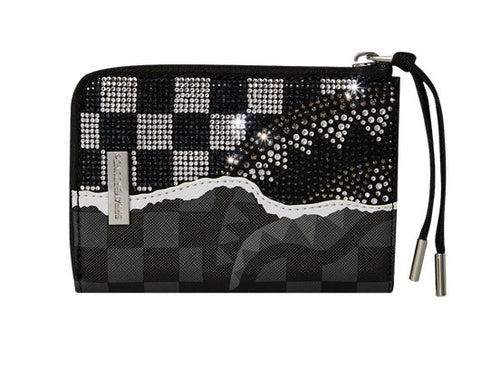 Sprayground Dimond Tear Wallet In Black Silver