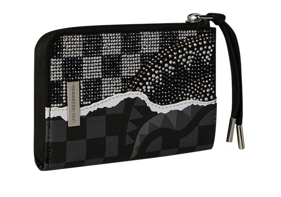 Sprayground Dimond Tear Wallet In Black Silver