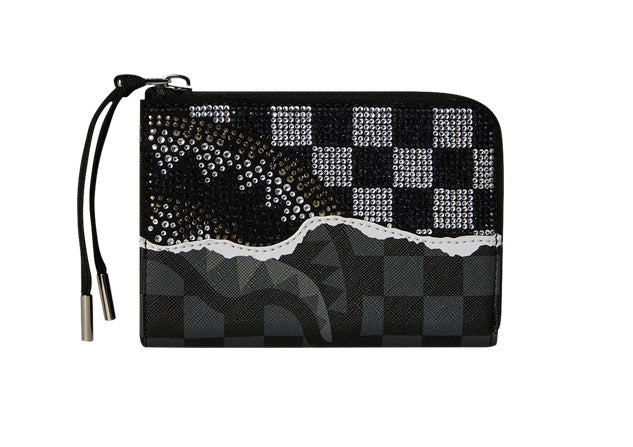 Sprayground Dimond Tear Wallet In Black Silver