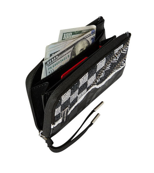 Sprayground Dimond Tear Wallet In Black Silver