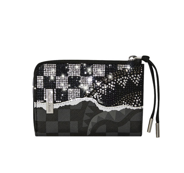 Sprayground Dimond Tear Wallet In Black Silver