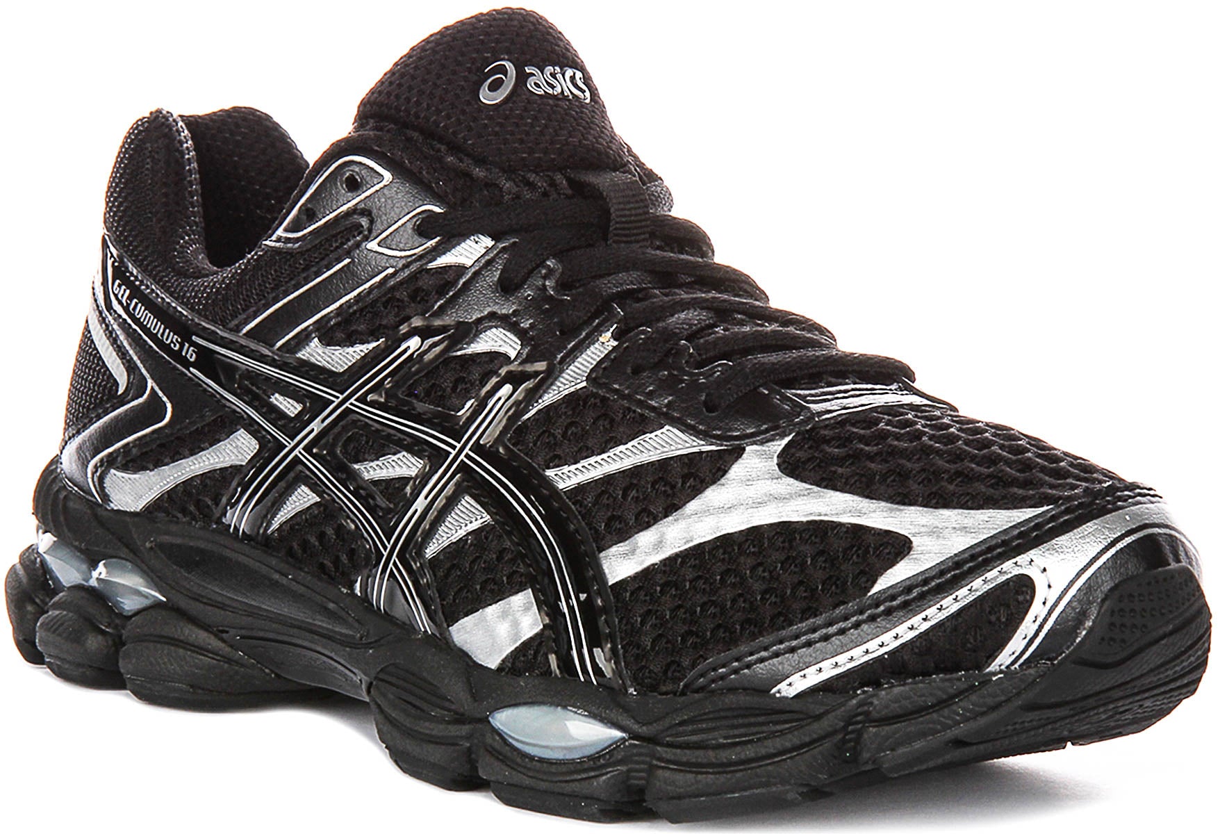 Asics Gel Cumulus 16 In Black Silver For Unisex | Lace Up Gel