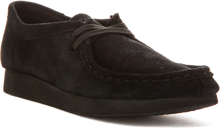 Clarks Originals Wallabee O In Black Suede For Junior