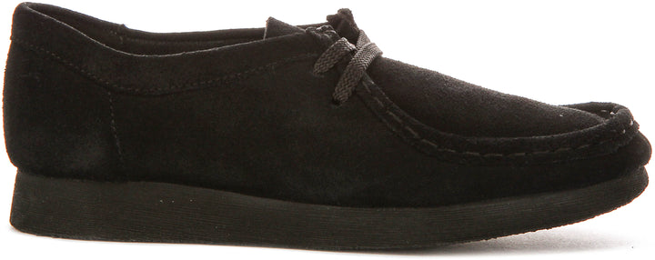 Clarks Originals Wallabee O In Black Suede For Junior
