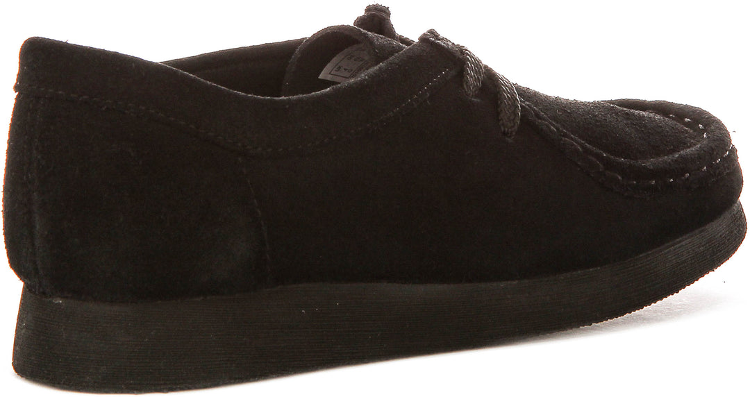 Clarks Originals Wallabee O In Black Suede For Junior
