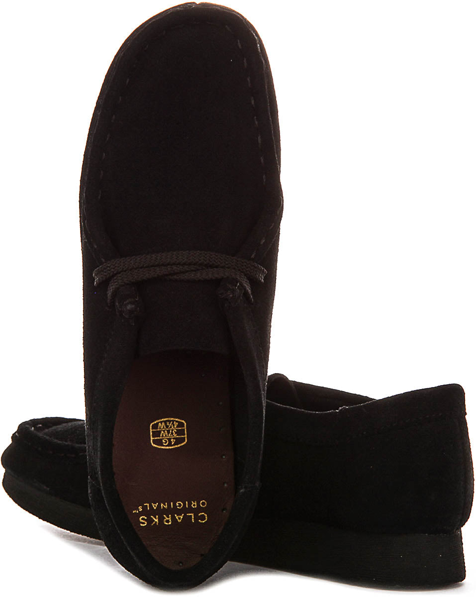 Clarks Originals Wallabee O In Black Suede For Junior