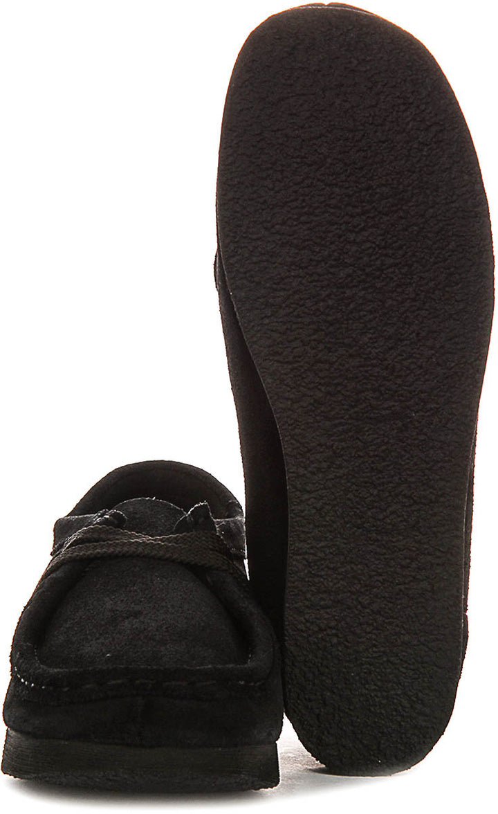 Clarks Originals Wallabee O In Black Suede For Junior
