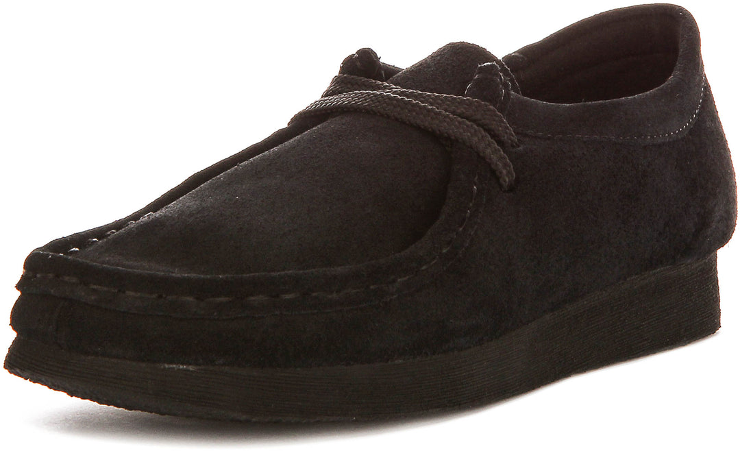 Clarks Originals Wallabee O In Black Suede For Junior