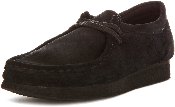 Clarks Originals Wallabee O In Black Suede For Junior