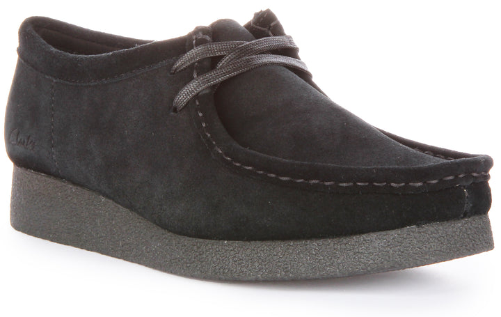 Clarks Originals Wallabee Evo Scarpe stringate in pelle scamosciata da donna in camoscio nero