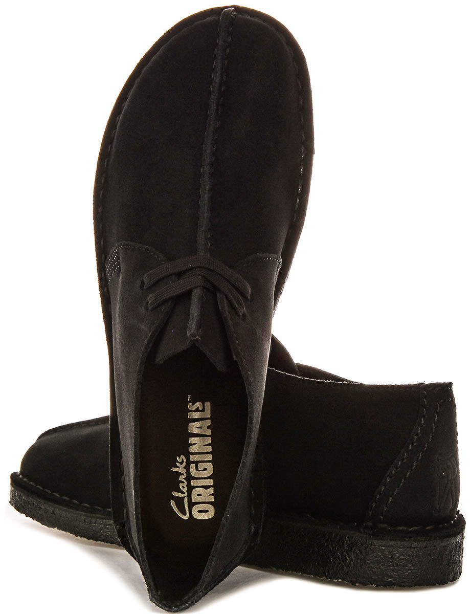 Clarks Originals Desert Trek In Black Suede For Men
