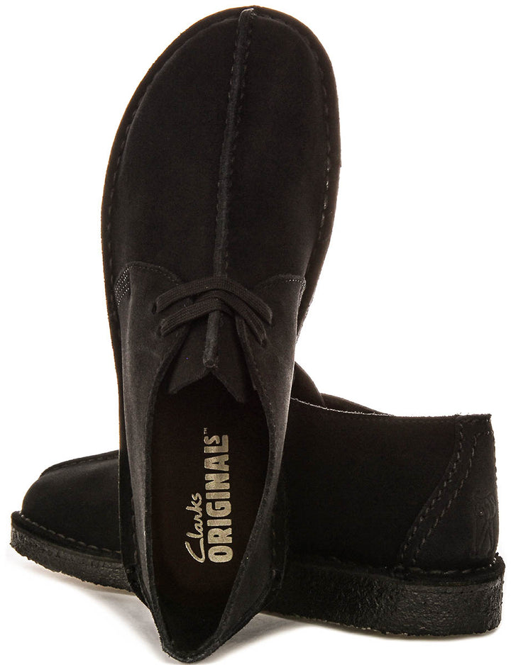 Clarks Originals Desert Trek In Black Suede For Men