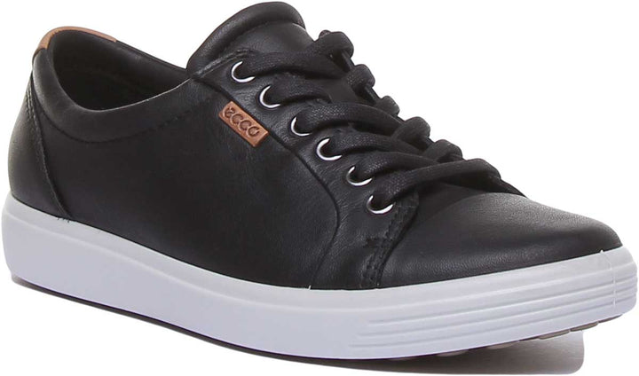 Ecco Soft 7 W Leichte Frauen Schnürung Turnschuhe Schwarz Weiß