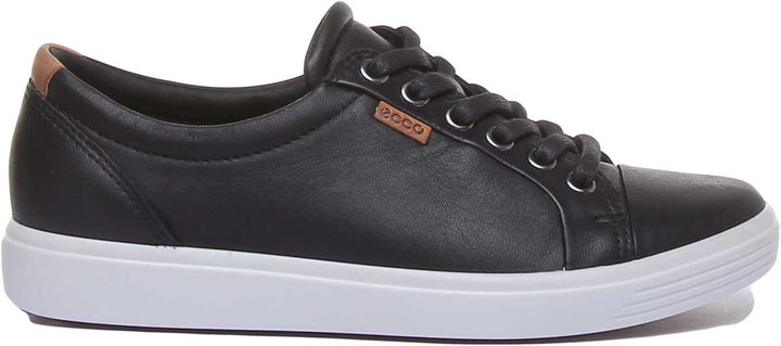 Ecco Soft 7 W Leichte Frauen Schnürung Turnschuhe Schwarz Weiß