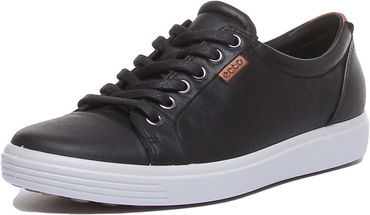 Ecco Soft 7 W Leichte Frauen Schnürung Turnschuhe Schwarz Weiß