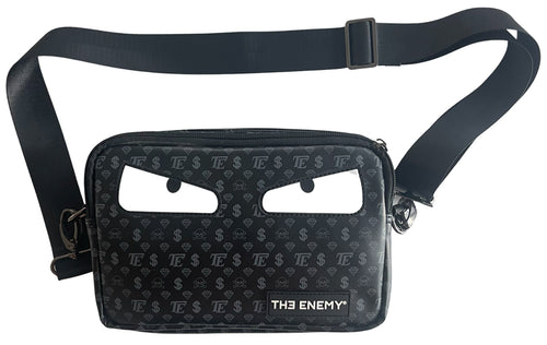 The Enemy Eyes Bolso cruzado de piel sintética para hombre en negro blanco