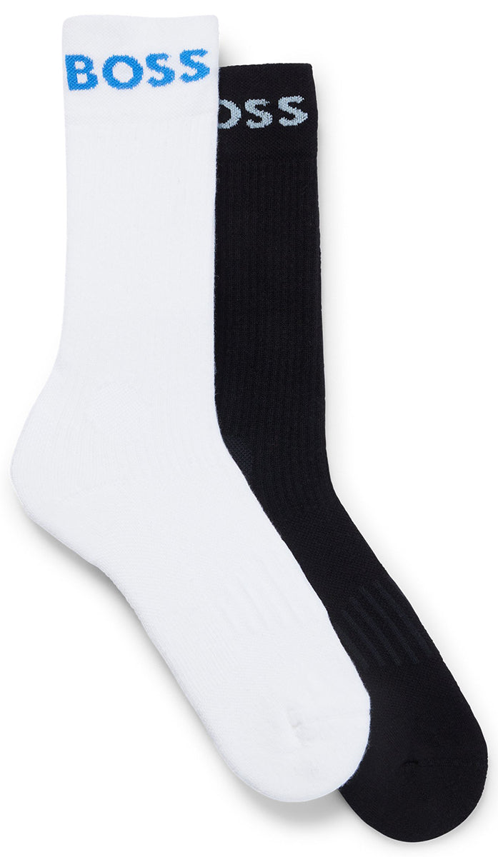 Boss 2P RS Sport COL CC Due paia di calzini in cotone da uomo in nero bianco