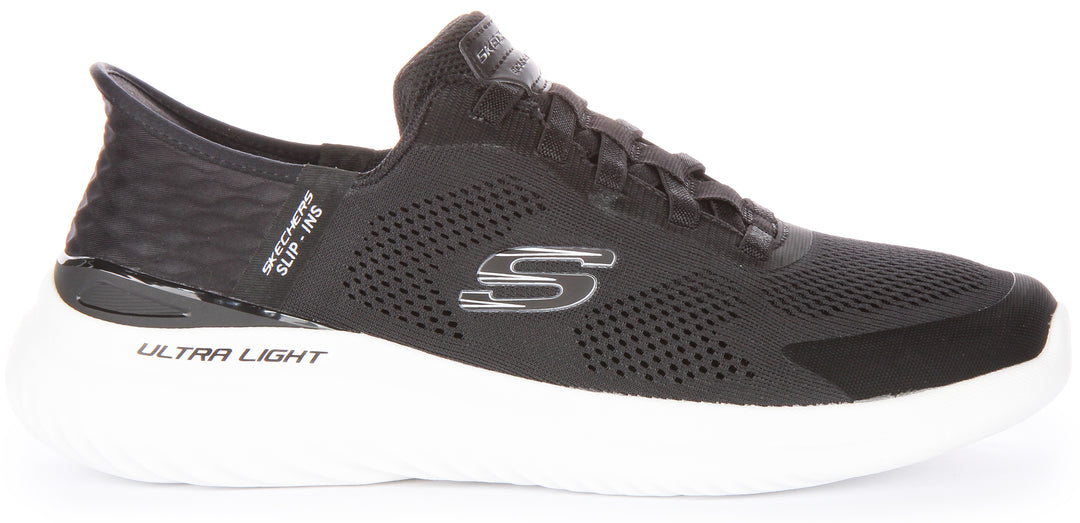Skechers Bounders en blanco negro para hombres Entrenador de